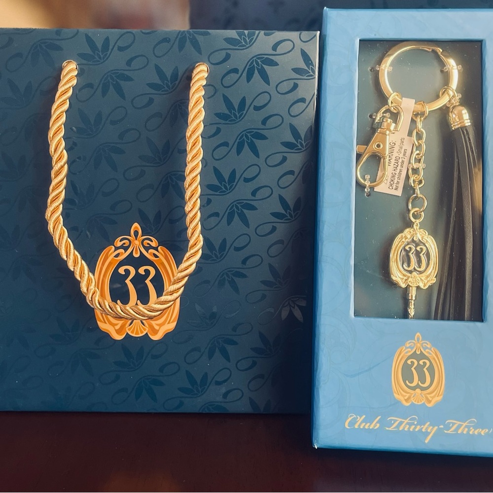 Club 33 2025 Disneyland purse keychain with tassel with Gift Bag!